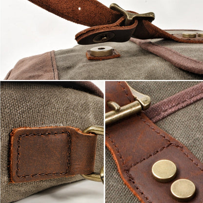 Unisex Axelväska Vaxad Bomull Med Kohud-6