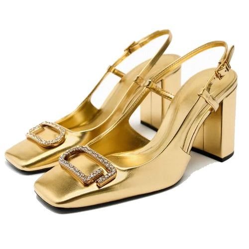 Damklackar Sling Baked Skor Blockklack Mikrofiber-1