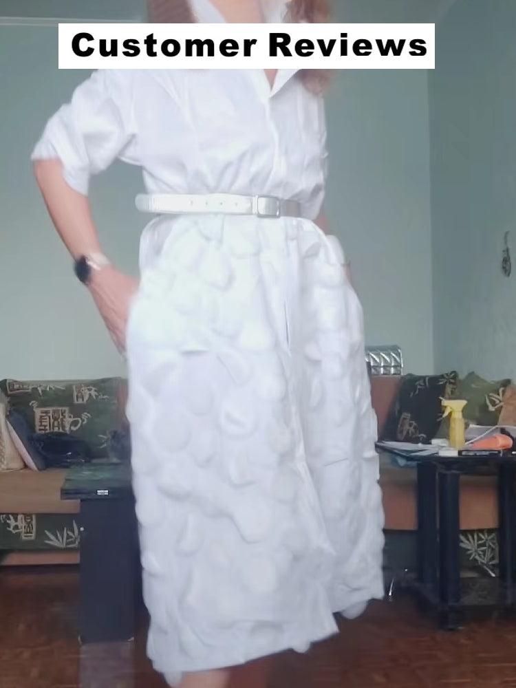 Kvinnors Midi Klänning med Halva Ärmar Bomull Polyester 3