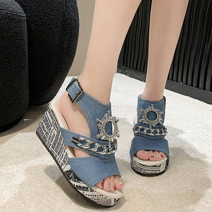 Kvinnors Slingback Sandaler Hög Häl Textil med Plattform 2