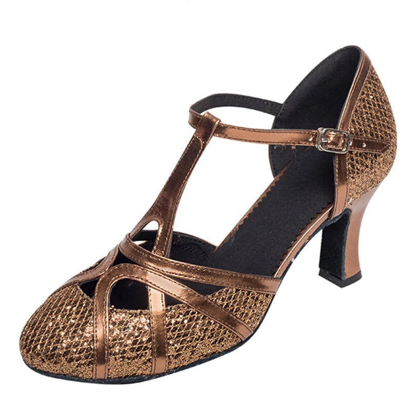 Kvinnors Dansskor Dam Balsal och Latin Glitter Lycra 7 cm Klack 4