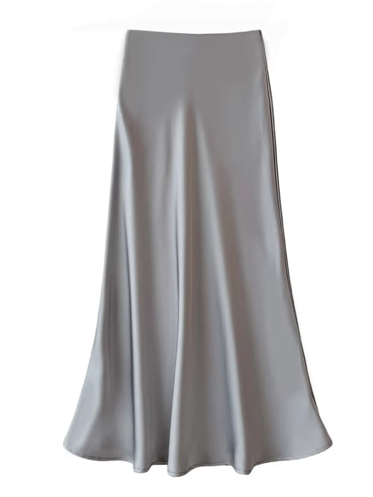 Variant image for Dam Kjol A-linjeformad Wrap-design Satinacetat-25