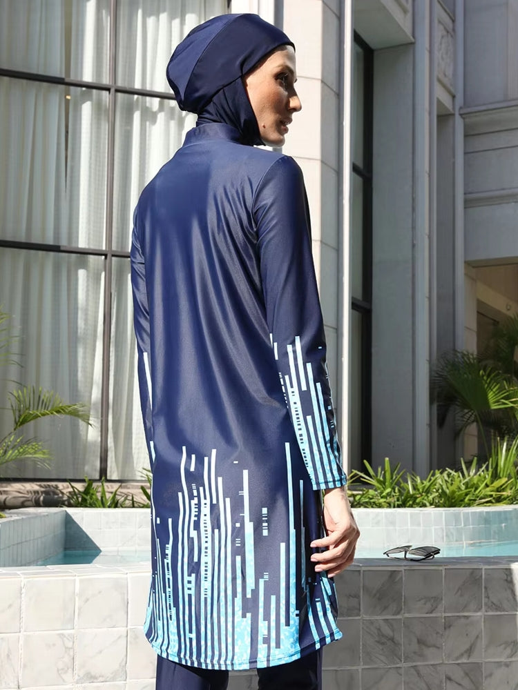 Baddräkt Dam Burkini Set Blommönster Snabbtorkande Material-3