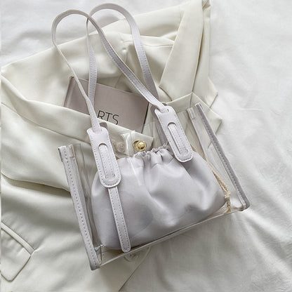 Variant image for Dam Handväska Stor Transparent PU Läder med Flera Fickor-5