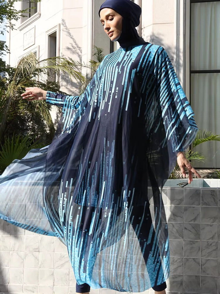 Baddräkt Dam Burkini Set Blommönster Snabbtorkande Material-6
