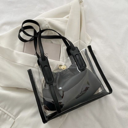 Variant image for Dam Handväska Stor Transparent PU Läder med Flera Fickor-4