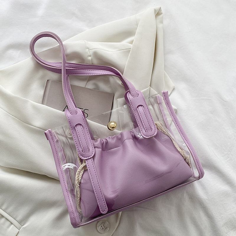 Variant image for Dam Handväska Stor Transparent PU Läder med Flera Fickor-3