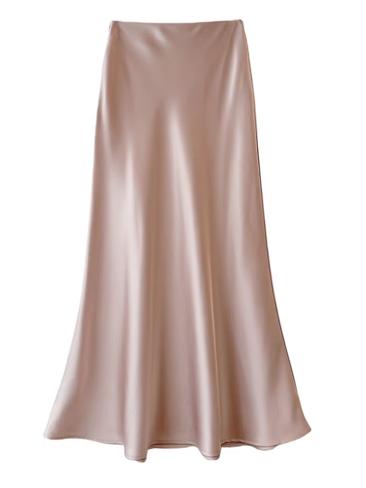 Variant image for Dam Kjol A-linjeformad Wrap-design Satinacetat-13