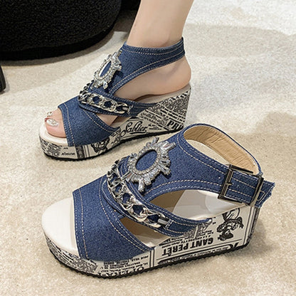 Kvinnors Slingback Sandaler Hög Häl Textil med Plattform 8