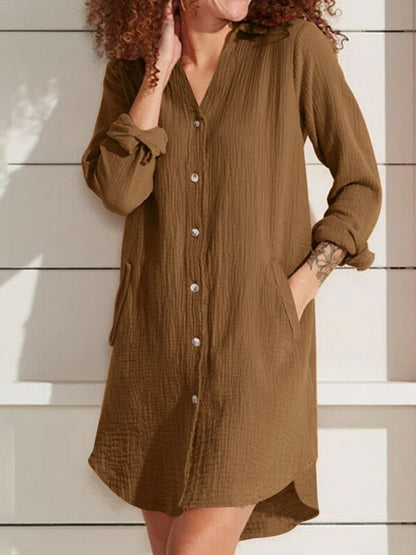 Kvinna Mini Klänning Ruffle Polyester Med Fickor-2