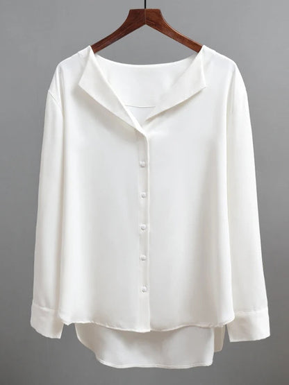 Kvinnors Långärmad Skjorta Chic Crested Krage Polyester-3