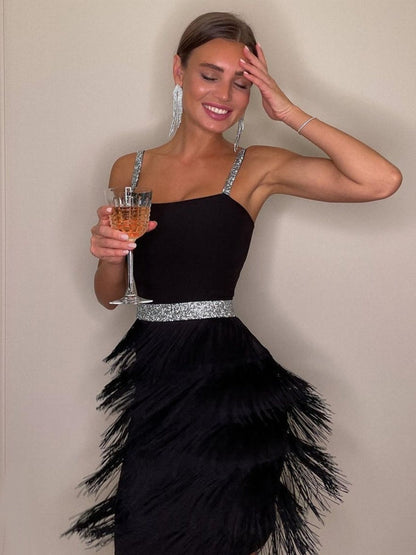 Dam Midi Klänning A-linjeformad Djup Halsringning Polyester Fina Dam Klänningar-1