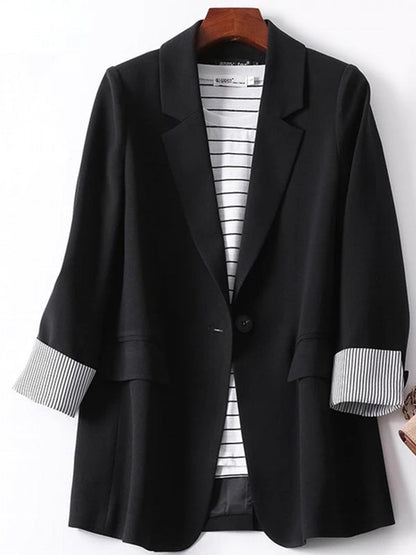 Kvinnors Blazer Rutigt Tyg V-Ringning Bomull Polyester Spandex-2