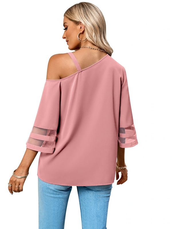 Kvinnors Axeltopp En-Axel Trompetärm Polyester-4