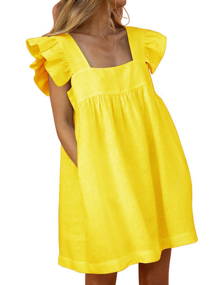 Fina Dam Klänningar Midi Klänning Kvadrat Halsringning Bomull Polyester-4