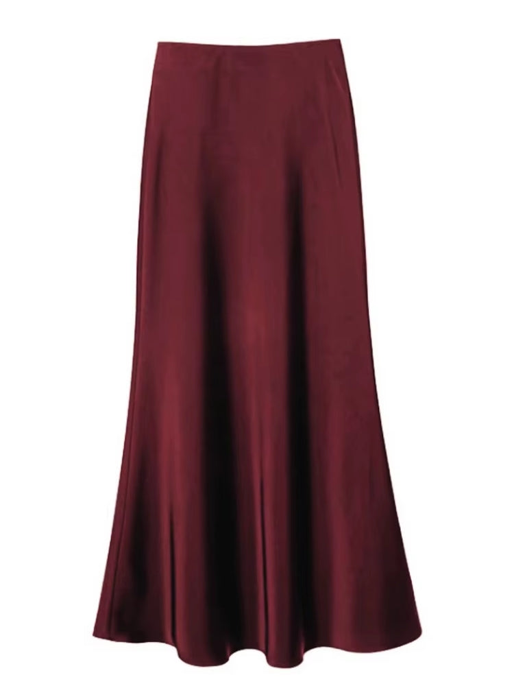 Variant image for Dam Kjol A-linjeformad Wrap-design Satinacetat-49