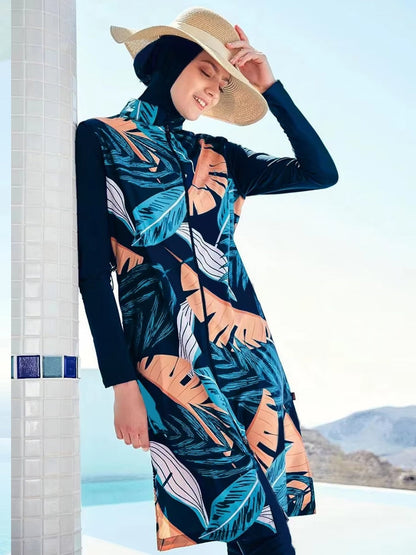 Dam Burkini Tredelad Set Långärmad Top Polyester-1