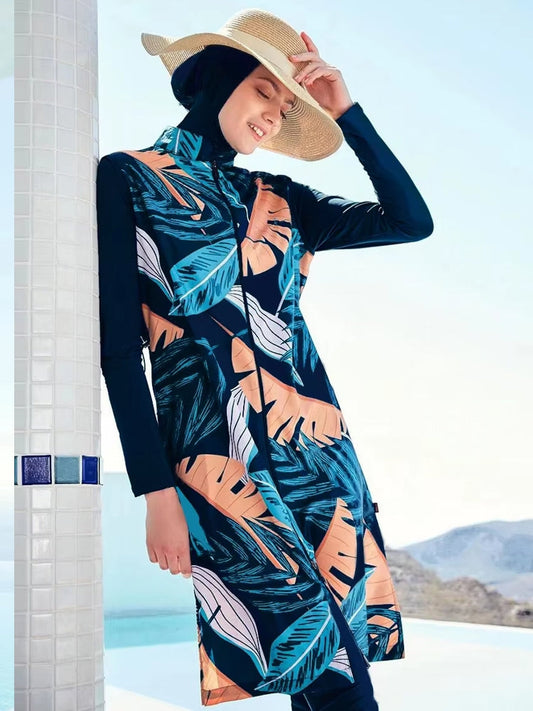 Dam Burkini Tredelad Set Långärmad Top Polyester-1