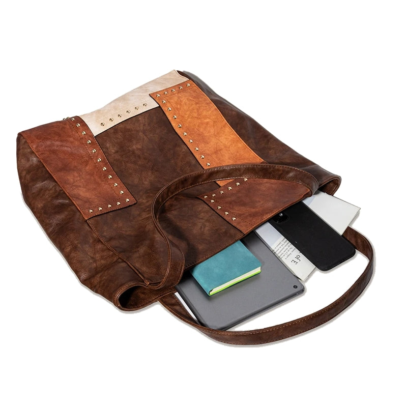 Dam Axelväska Retro Trend PU-material med Nitar-4