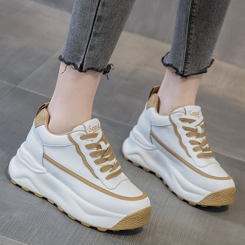 Kvinnors Sneakers 8 cm Häl Läder-5