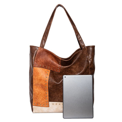 Dam Axelväska Retro Trend PU-material med Nitar-3