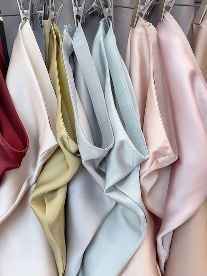 Dam Kjol A-linjeformad Wrap-design Satinacetat-3