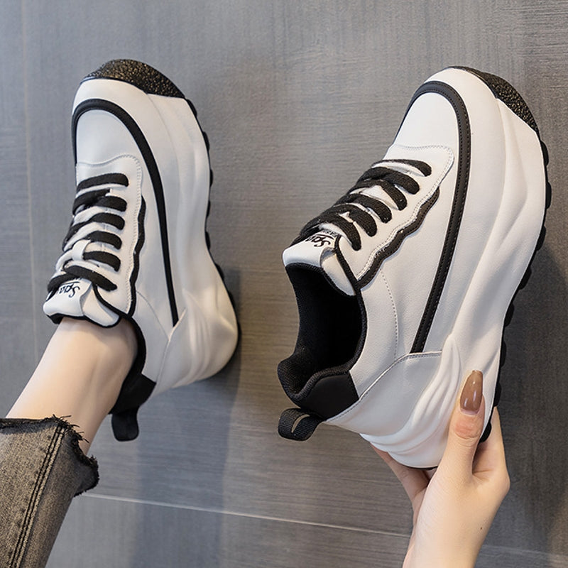 Kvinnors Sneakers 8 cm Häl Läder-4