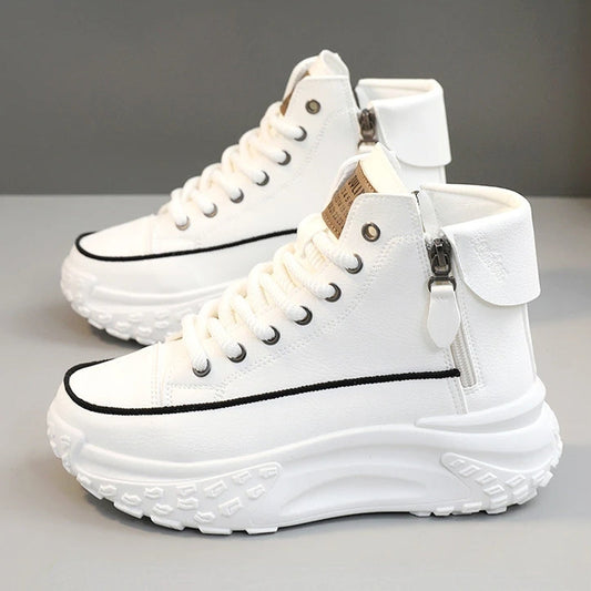 Kvinnors Hög Top Sneakers PU Plattformsula-1