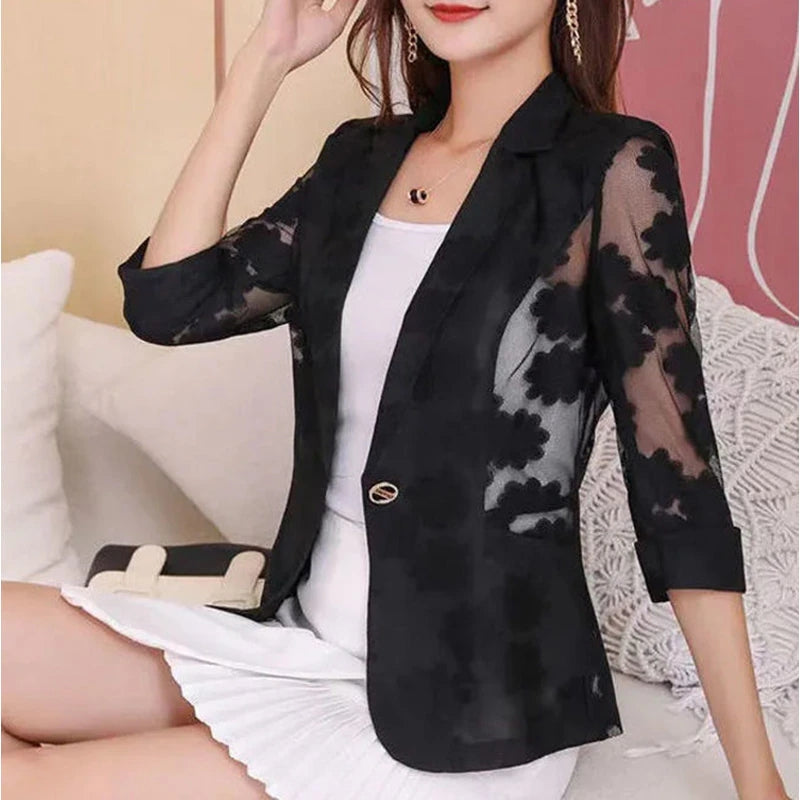 Kvinnors Blazer Elegant Polyester för Kontor 7