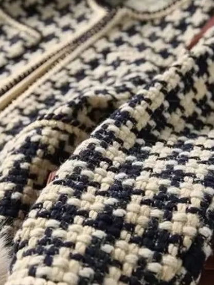Kvinnors Kort Kappa Rutigt O-hals Bomull Polyester 5