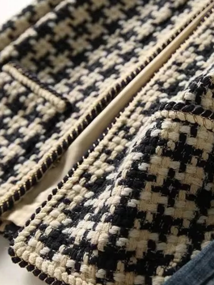 Kvinnors Kort Kappa Rutigt O-hals Bomull Polyester 6