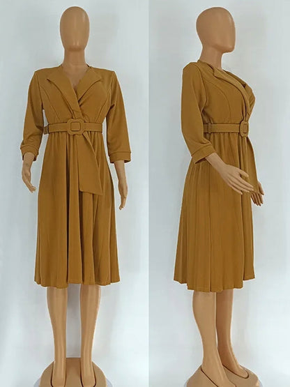 Variant image for Dam Klänning Halvlång Ärmar V-Hals Polyester Klassisk Vikstil-5