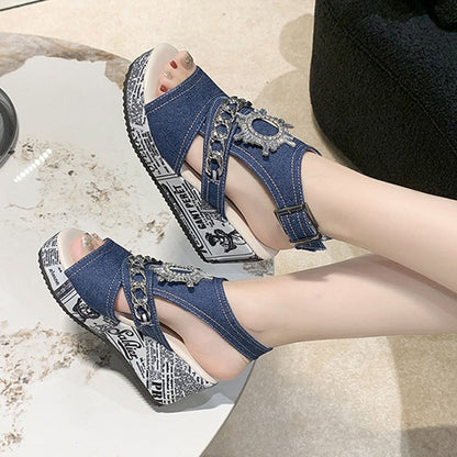 Kvinnors Slingback Sandaler Hög Häl Textil med Plattform 6