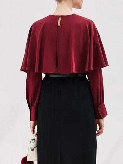 Långärmad T Shirt Dam i Mjuk Bomull och Polyester – Trendig Rund Hals, Neutrala Färger, Perfekt för Avslappnade och Halvformella Tillfällen 4