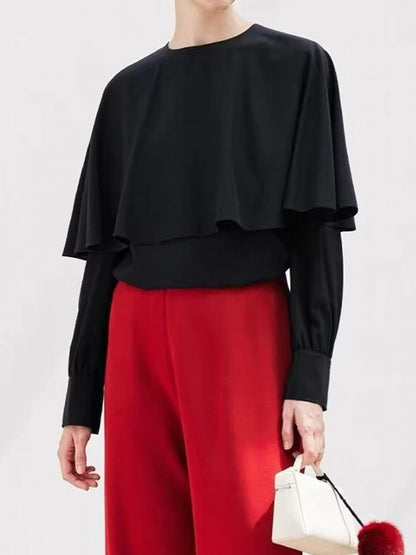 Långärmad T Shirt Dam i Mjuk Bomull och Polyester – Trendig Rund Hals, Neutrala Färger, Perfekt för Avslappnade och Halvformella Tillfällen 5