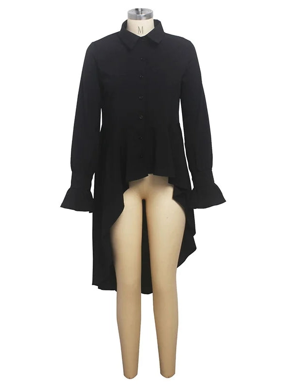 Dam Asymmetrisk Topp Elegant Polyester-4