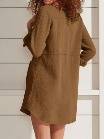 Kvinna Mini Klänning Ruffle Polyester Med Fickor-5