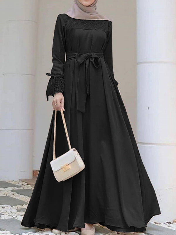 Maxiklänning Dam Långärmad Polyester Elegant Lång Klänning 3