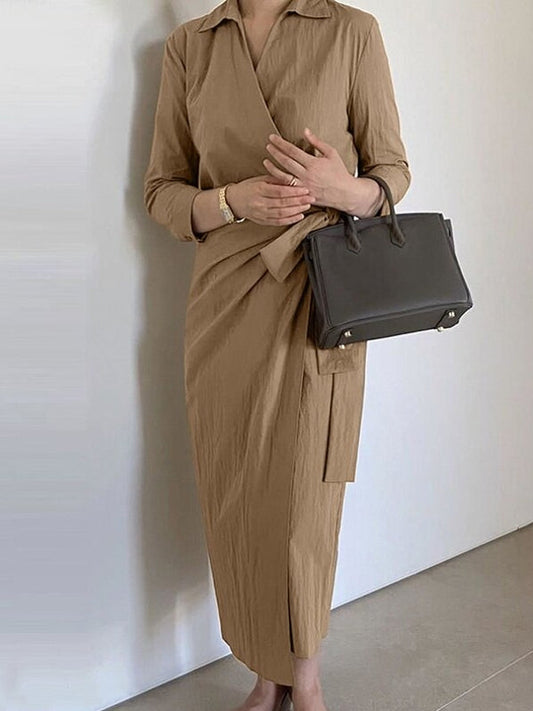 Maxiklänning Dam 3/4 Ärmar Bomull Polyester Elegant-1