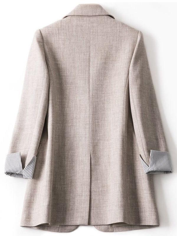 Kvinnors Blazer Rutigt Tyg V-Ringning Bomull Polyester Spandex-4