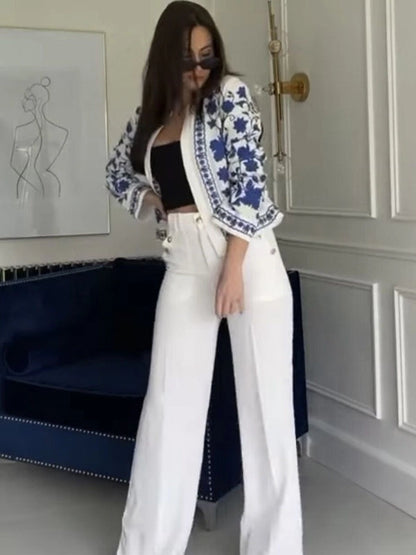 Dam Cardigan Urban Stil 100% Bomull Med Broderad Design 2