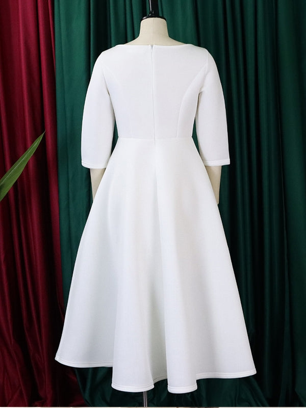 Dam Klänning Midi Monokrom Polyester Hög Midja Flödande Kjol-5