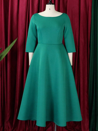 Dam Klänning Midi Monokrom Polyester Hög Midja Flödande Kjol-3