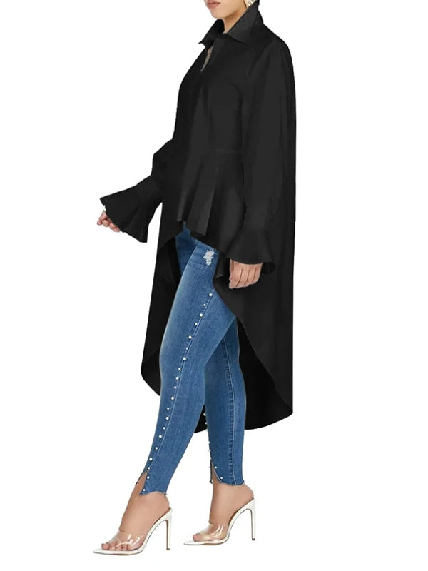 Dam Asymmetrisk Topp Elegant Polyester-5