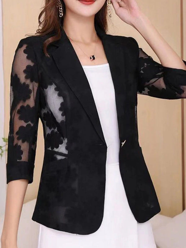 Kvinnors Blazer Elegant Polyester för Kontor 6