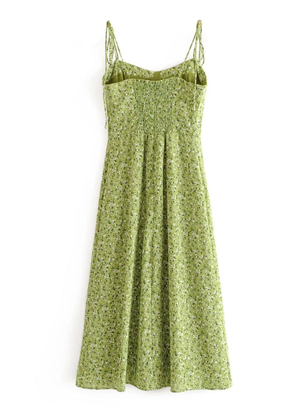 Dam Sommarklänning Blommig Ärmlös A-linje Chiffong-3