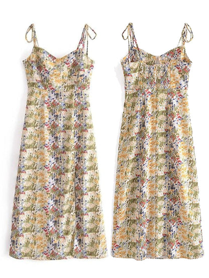 Dam Maxiklänning Axelfri Blommönster A-linje Polyester Sommar-4