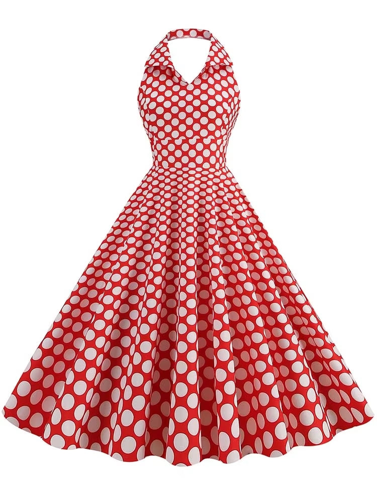 Variant image for Kvinnors Midi Klänning Halterneck Rutig Polyester-26