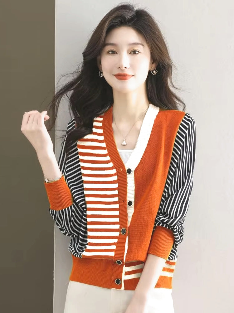 Variant image for Dam V-neck Blus Oregelbundet Mönster Stretch Acetat-2