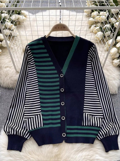 Dam V-neck Blus Oregelbundet Mönster Stretch Acetat-6